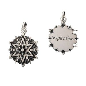 Sterling Silver Inspiration Star Charm – 14mm Engraved Double-Sided Pendant
